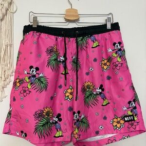 Neff Pink Mickey Tropical Print Men’s Shorts